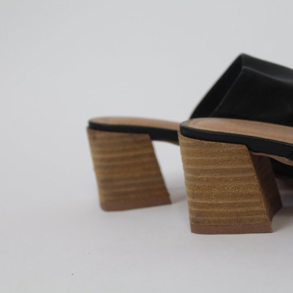 Women Black Wooden Mules - Size 7 - Picture 6 of 8